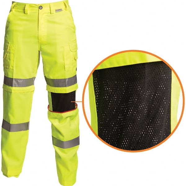 Lime & Yellow Polyester & Cotton Hi-Visibility Pants 10 Pockets, Zipper Closure, 32″ Waist, 34″ Inseam, Haz Prot Lvl ANSI 107-2015 Class E