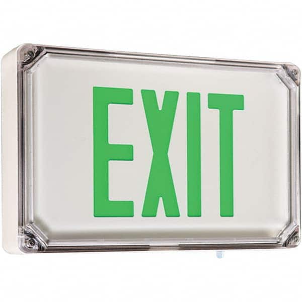 Hubbell Lighting - Illuminated Exit Signs Number of Faces: 2 Letter Color: Green - USA Tool & Supply