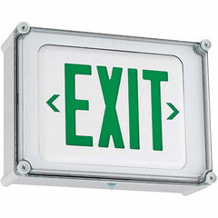 Hubbell Lighting - Illuminated Exit Signs Number of Faces: 1 Letter Color: Green - USA Tool & Supply