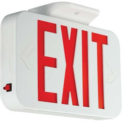 Illuminated Exit Signs; Number of Faces: 1; Light Technology: LED; Letter Color: Red; Mount Type: Surface Mount; Housing Material: Thermoplastic; Housing Color: White; Battery Type: Sealed Nickel Cadmium; Wattage: 1.8 W; Overall Length: 2 in; Overall Heig