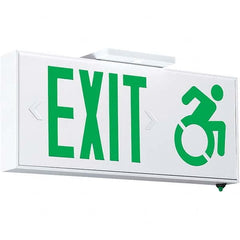 Hubbell Lighting - Illuminated Exit Signs Number of Faces: 1 Letter Color: Green - USA Tool & Supply