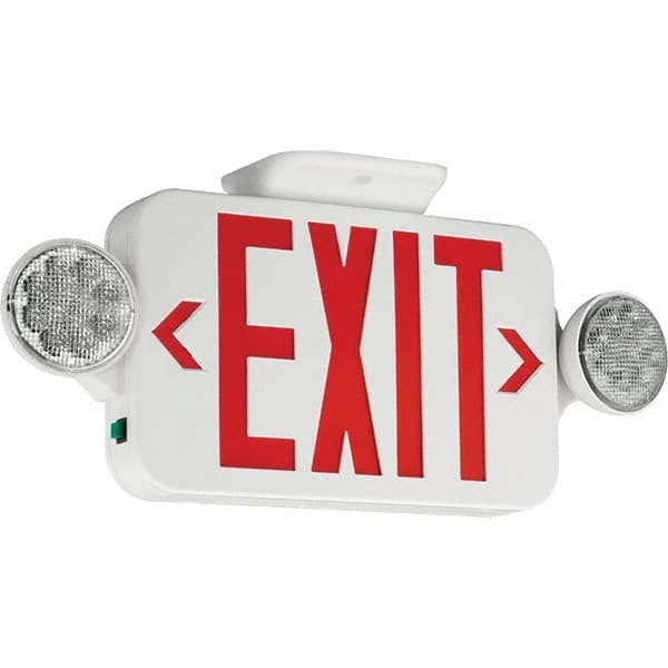 Hubbell Lighting - Combination Exit Signs Mounting Type: Ceiling Mount; Wall Mount Number of Faces: 1 - USA Tool & Supply