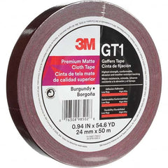3M - 50m x 24mm x 11 mil Burgundy Cotton Cloth Gaffers Tape - USA Tool & Supply