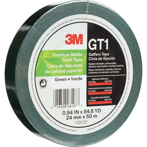 3M - 50m x 24mm x 11 mil Green Cotton Cloth Gaffers Tape - USA Tool & Supply