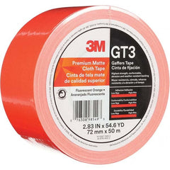 3M - 50m x 72mm x 11 mil Fluorescent Orange Cotton Cloth Gaffers Tape - USA Tool & Supply