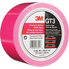3M - 50m x 72mm x 11 mil Fluorescent Pink Cotton Cloth Gaffers Tape - USA Tool & Supply