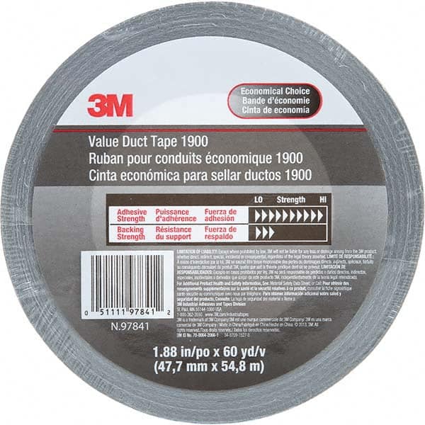 3M - 60 Yd x 1.88" x 5.8 mil Silver Polyethylene Cloth Duct Tape - USA Tool & Supply