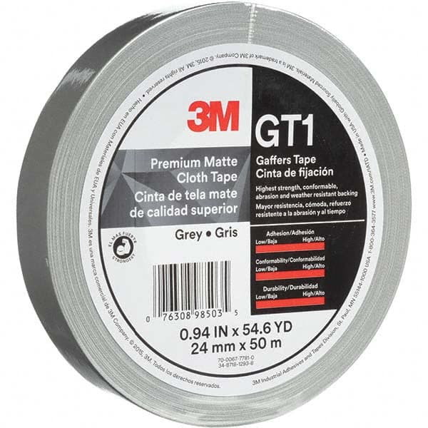 3M - 50m x 24mm x 11 mil Gray Cotton Cloth Gaffers Tape - USA Tool & Supply