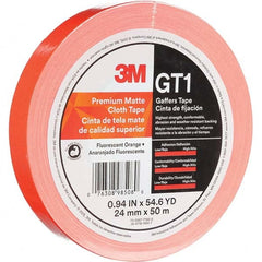 3M - 50m x 24mm x 11 mil Fluorescent Orange Cotton Cloth Gaffers Tape - USA Tool & Supply