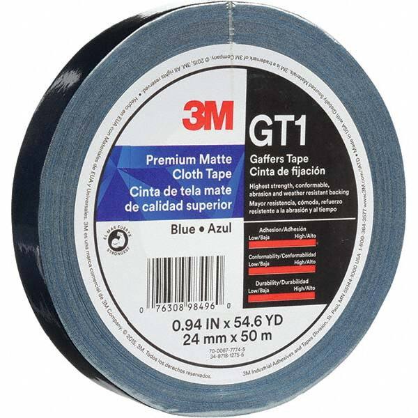 3M - 50m x 24mm x 11 mil Blue Cotton Cloth Gaffers Tape - USA Tool & Supply