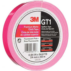 3M - 50m x 24mm x 11 mil Fluorescent Pink Cotton Cloth Gaffers Tape - USA Tool & Supply