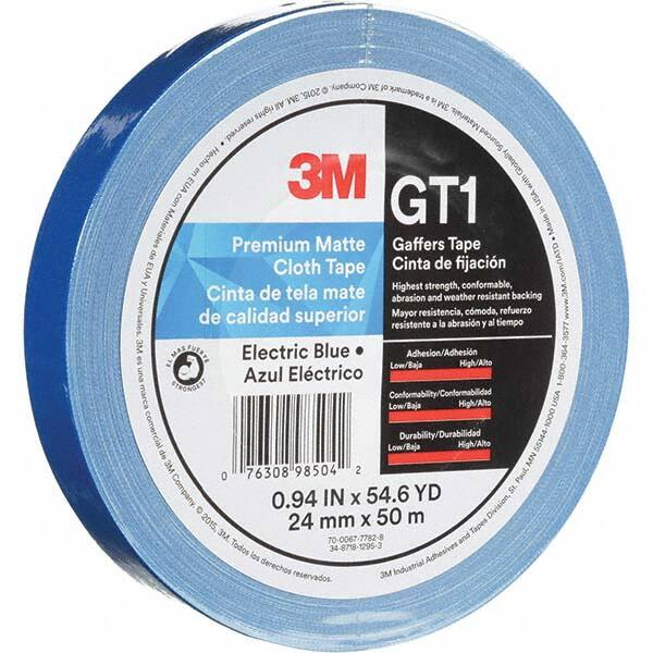 3M - 50m x 24mm x 11 mil Blue Cotton Cloth Gaffers Tape - USA Tool & Supply
