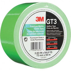 3M - 50m x 72mm x 11 mil Fluorescent Green Cotton Cloth Gaffers Tape - USA Tool & Supply