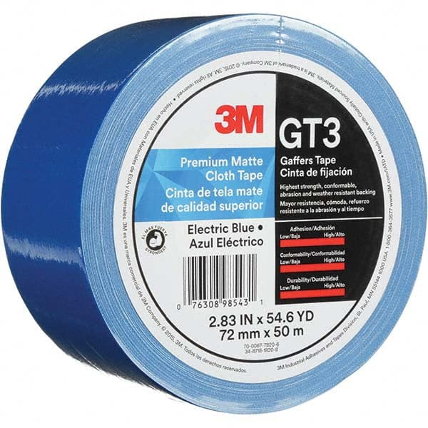 3M - 50m x 72mm x 11 mil Blue Cotton Cloth Gaffers Tape - USA Tool & Supply