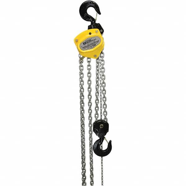 OZ Lifting Products - 10,000 Lb Capacity, 30' Lift Height, Manual Chain Hoist with Overload Protection - USA Tool & Supply