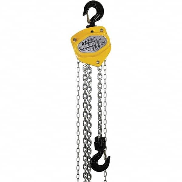 OZ Lifting Products - 4,000 Lb Capacity, 15' Lift Height, Manual Chain Hoist with Overload Protection - USA Tool & Supply