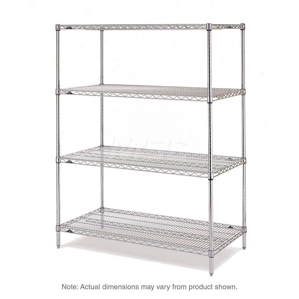 Wire Shelving: 4 Shelves 48″ Wide, 24″ Deep, 74″ High