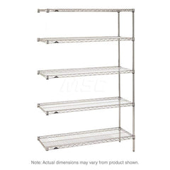 Add-On Unit Wire Shelving: 5 Shelves 24″ Wide, 24″ Deep, 74″ High