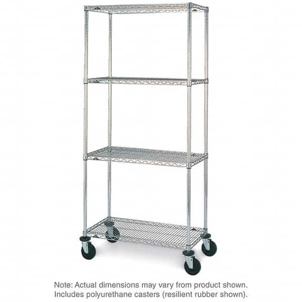 Metro - 600 Lb Capacity 4 Shelf Mobile Wire Shelving Unit - Add-On Unit - USA Tool & Supply