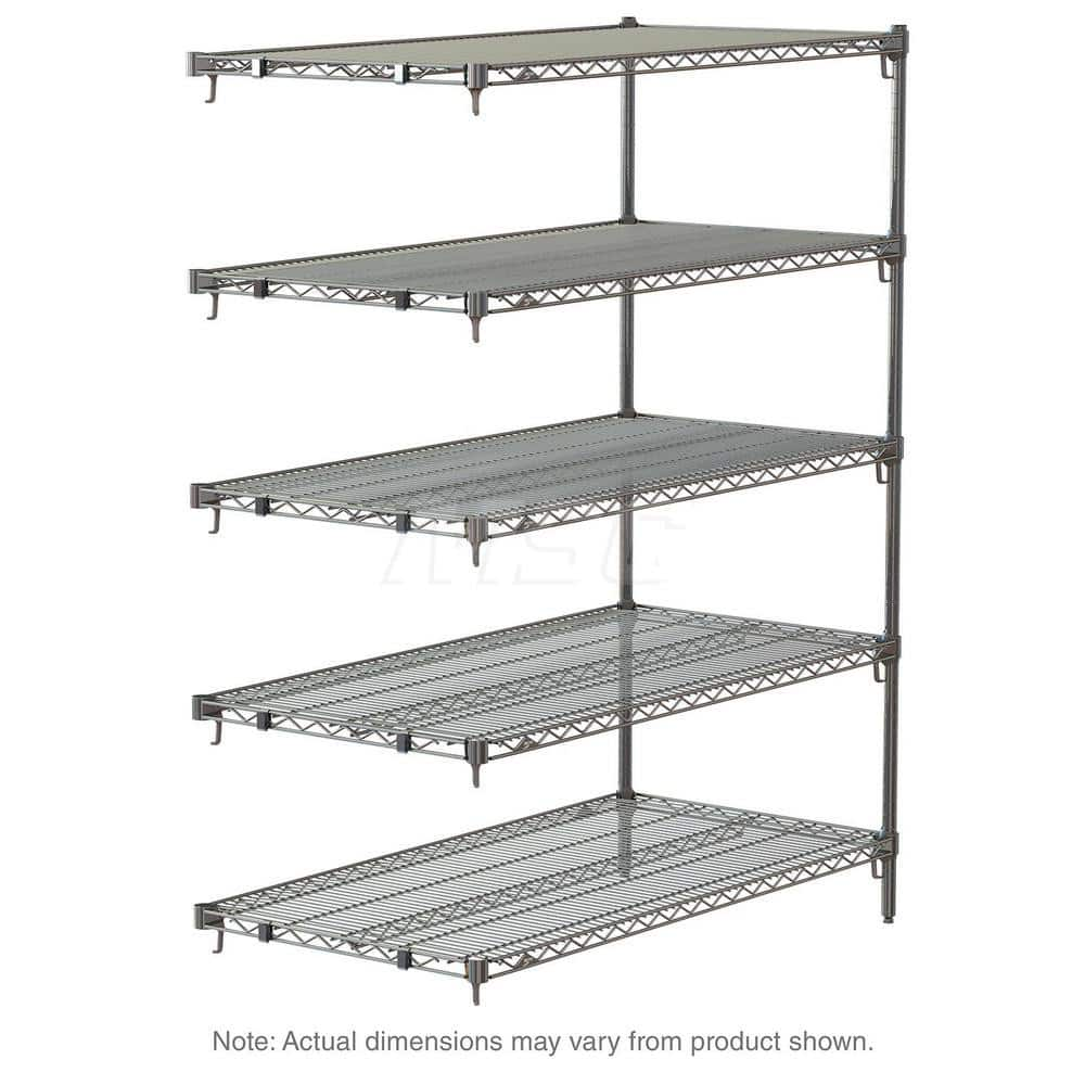 Add-On Unit Wire Shelving: 5 Shelves 21″ Wide, 36″ Deep, 74″ High