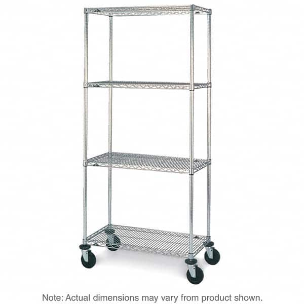 Metro - 600 Lb Capacity 4 Shelf Mobile Wire Shelving Unit - Add-On Unit - USA Tool & Supply