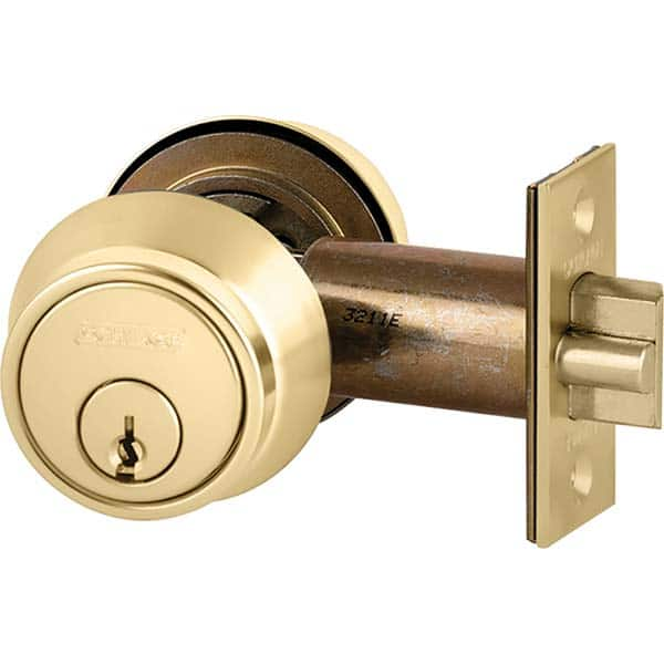 Schlage - Deadbolts Type: Deadlocking Latch Door Thickness Range: 1-1/2-1-3/4 - USA Tool & Supply