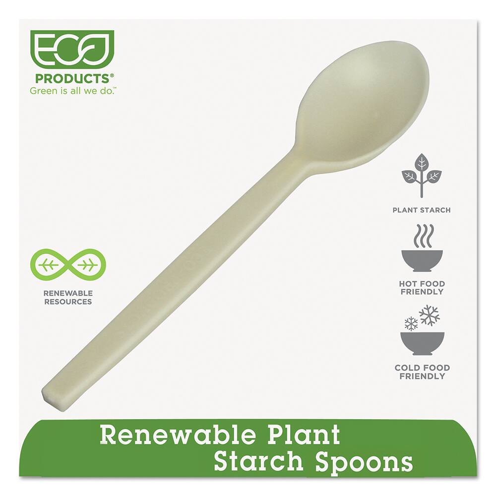 ECO PRODUCTS - Paper & Plastic Cups, Plates, Bowls & Utensils; Breakroom Accessory Type: Teaspoon ; Breakroom Accessory Description: Utensils-Disposable Teaspoon ; Color: Cream - Exact Industrial Supply