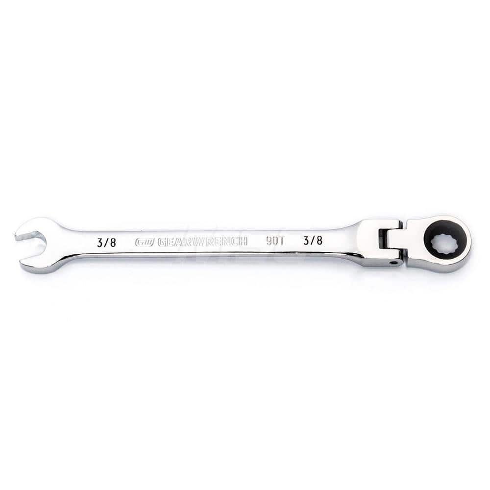 GEARWRENCH - Combination Wrenches; Type: Flex Head ; Tool Type: Ratcheting ; Size (Inch): 3/8 ; Number of Points: 12 ; Finish/Coating: Full Polish Chrome ; Material: Alloy Steel - Exact Industrial Supply