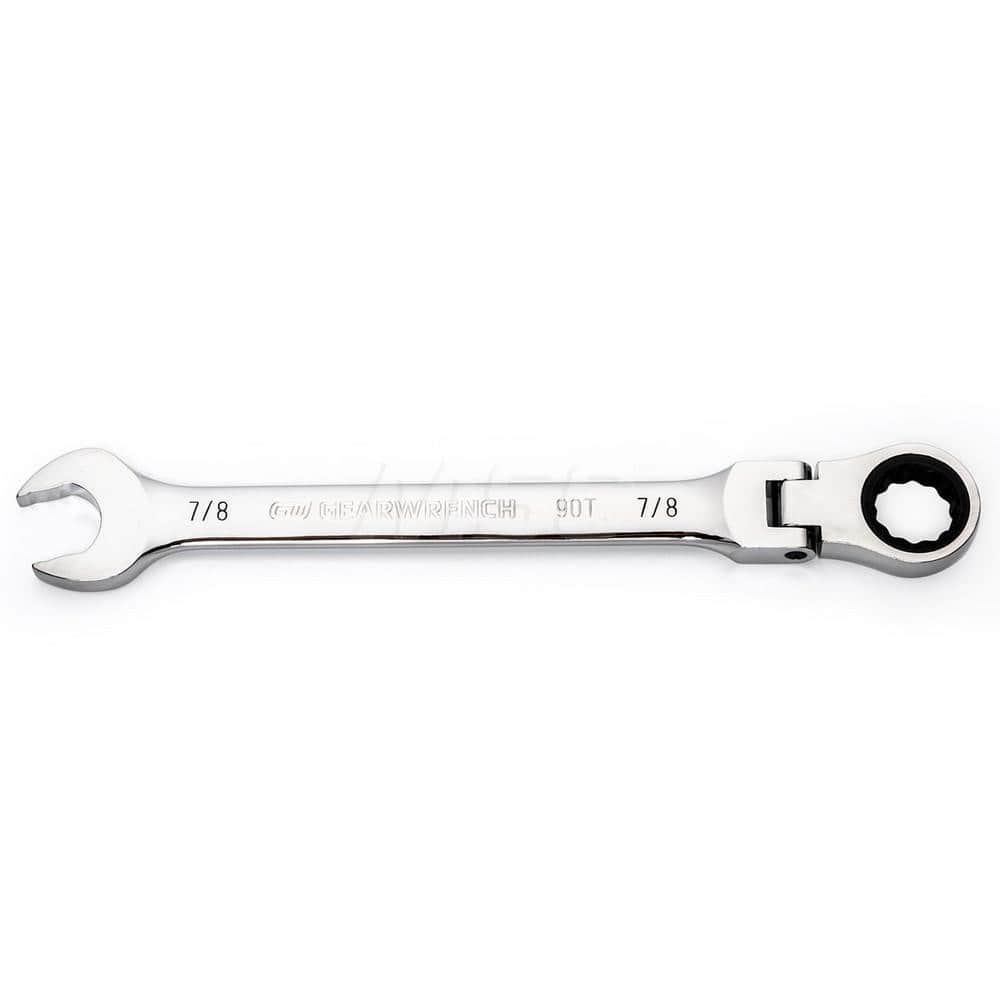 GEARWRENCH - Combination Wrenches; Type: Flex Head ; Tool Type: Ratcheting ; Size (Inch): 7/8 ; Number of Points: 12 ; Finish/Coating: Full Polish Chrome ; Material: Alloy Steel - Exact Industrial Supply