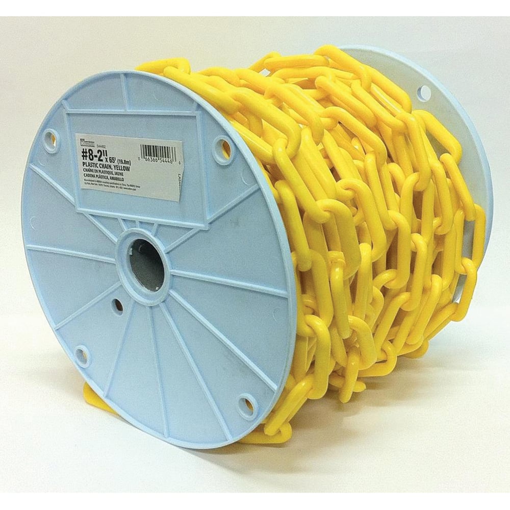 Mibro - Barrier Rope & Chain; Color: Yellow ; Rope/Chain Material: Plastic ; Snap End Material: Plastic ; Length (Feet): 65.000 ; Width (Inch): 2 - Exact Industrial Supply