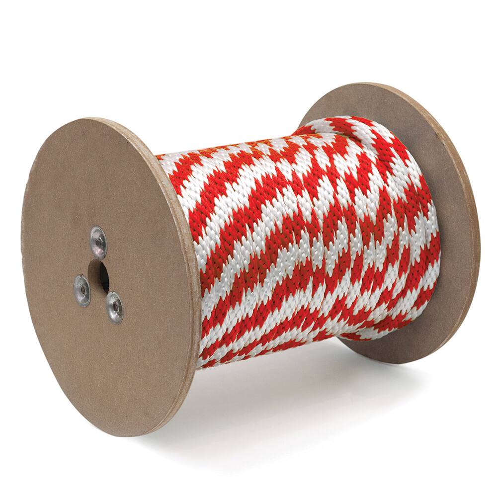 Mibro - Rope; Type: Solid Braid ; Head/Holder Diameter (Inch): 5/8 ; Material: Polypropylene ; Load Capacity (Lb.): 290.000 ; Maximum Length: 200.00 ; Color: Red/White - Exact Industrial Supply