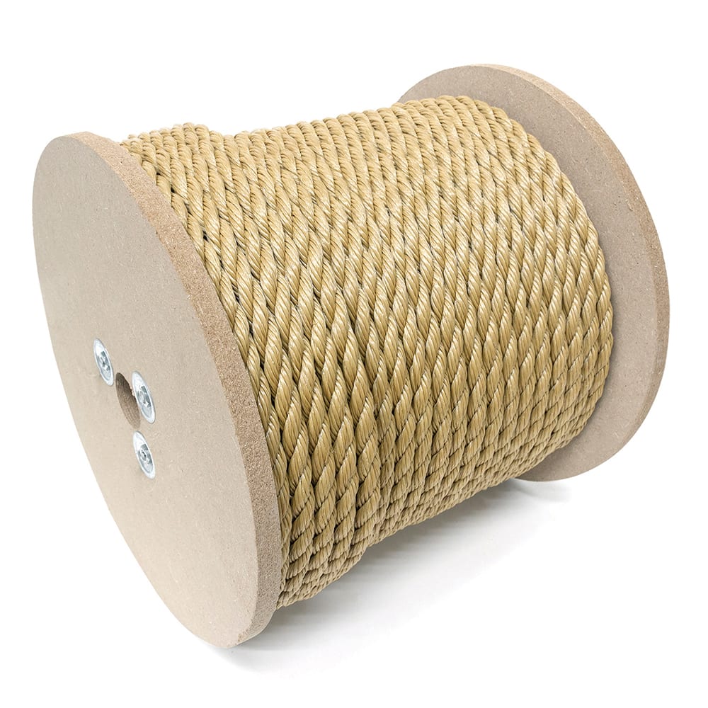 Mibro - Rope; Type: Twisted Rope ; Head/Holder Diameter (Inch): 1/4 ; Material: Polypropylene ; Load Capacity (Lb.): 115.000 ; Maximum Length: 1200.00 ; Color: Brown - Exact Industrial Supply