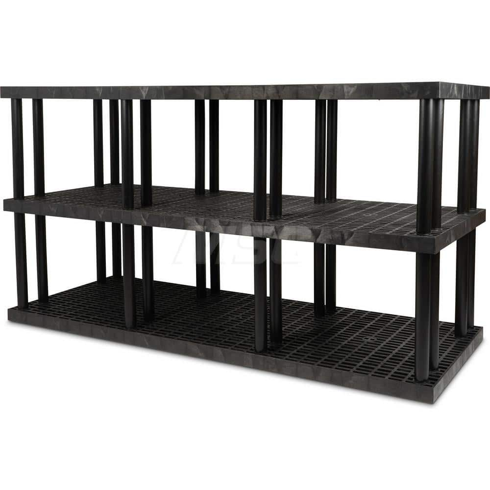 Plastic Shelving; Type: Fixed Shelving; Shelf Capacity (Lb.): 3025; Width (Inch): 36; Height (Inch): 51.000000; Depth: 96; Number of Shelves: 3; Color: Black