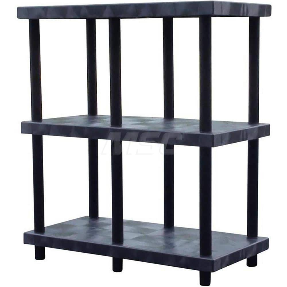 Plastic Shelving; Type: Raised Shelving; Shelf Capacity (Lb.): 1330; Width (Inch): 24; Height (Inch): 54.000000; Depth: 48; Number of Shelves: 3; Color: Black