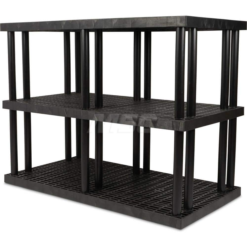 Plastic Shelving; Type: Fixed Shelving; Shelf Capacity (Lb.): 2065; Width (Inch): 36; Height (Inch): 51.000000; Number of Shelves: 3; Color: Black