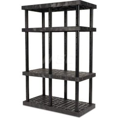 Plastic Shelving; Type: Adjustable Shelving; Shelf Capacity (Lb.): 1375; Width (Inch): 24; Height (Inch): 72.000000; Depth: 48; Number of Shelves: 4; Color: Black