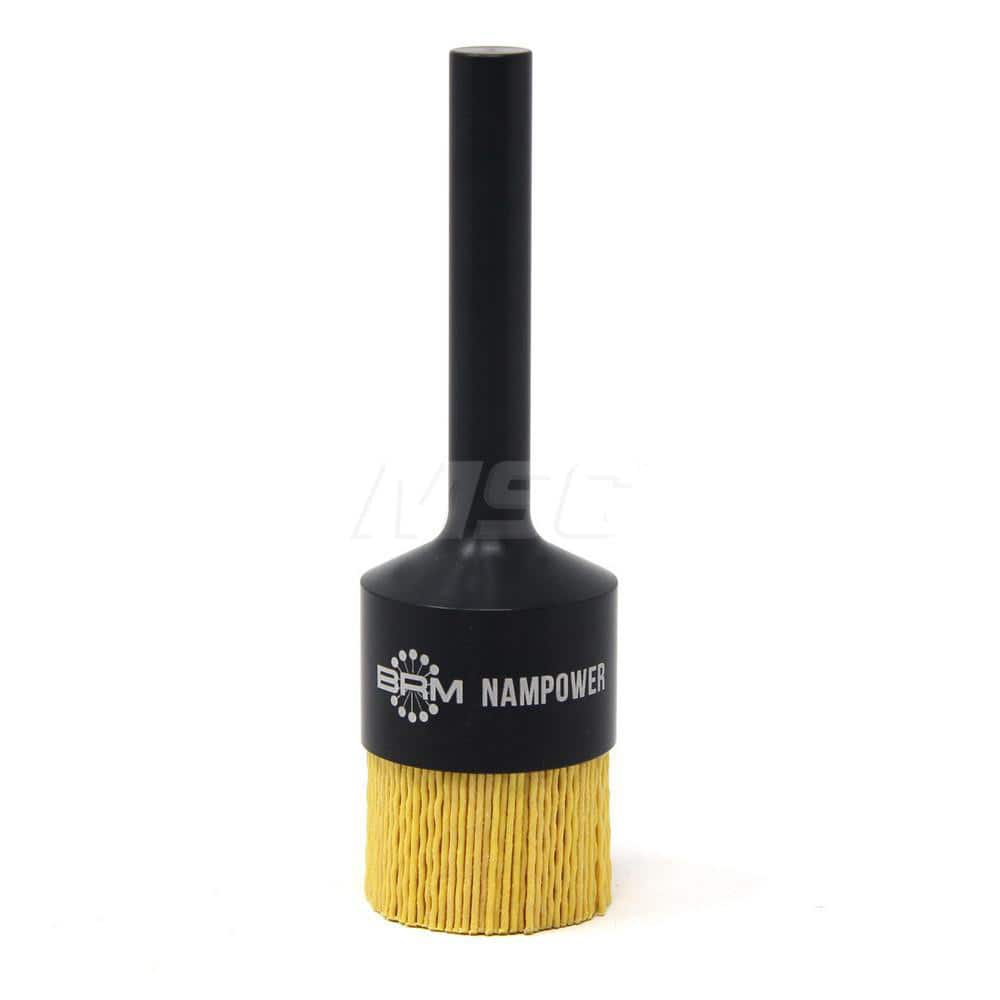 End Brushes: 1-1/2″ Dia, 0.04″ Wire Dia, Ceramic & Nylon, Crimped Wire 1″ Trim Length, 1/2″ Shank Dia, 7,000 Max RPM