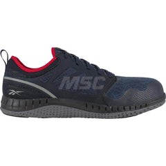 Work Boot: Size 6.5, Microfiber, Steel Toe Blue, Wide Width, Non-Slip Sole