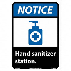 NMC - "Notice - Hand Sanitizer Station", 10" Wide x 14" High, Pressure-Sensitive Vinyl Safety Sign - USA Tool & Supply