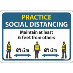 NMC - "Practice Social Distancing", 14" Wide x 10" High, Aluminum Safety Sign - USA Tool & Supply