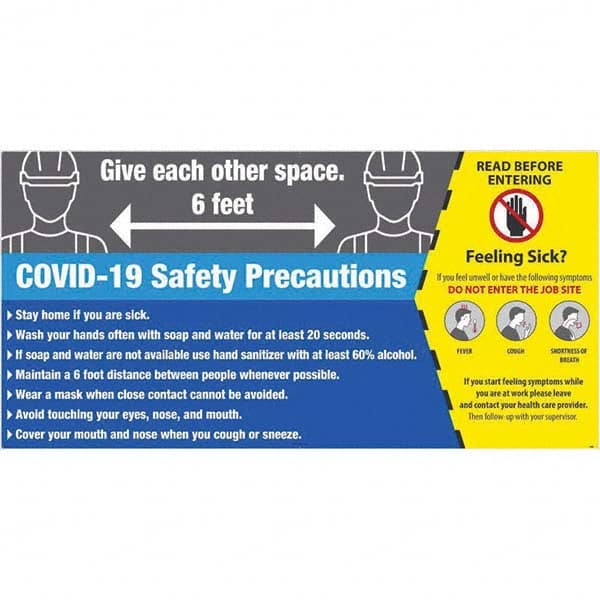 NMC - "COVID-19 - COVID-19 Safety Precautions", 96" Wide x 48" High, Aluminum Composite Panel Safety Sign - USA Tool & Supply