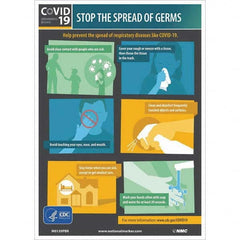 NMC - "COVID-19 - STOP THE SPREAD OF GERMS", 10" Wide x 14" High, Pressure-Sensitive Vinyl Safety Sign - USA Tool & Supply