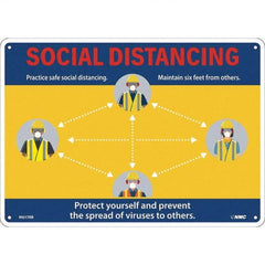 NMC - "Social Distancing", 14" Wide x 10" High, Rigid Plastic Safety Sign - USA Tool & Supply