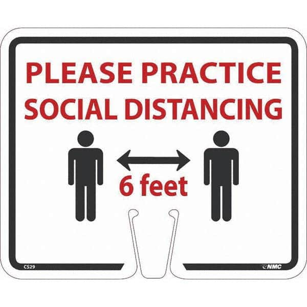 NMC - "Please Practice Social Distancing", 12-5/8" Wide x 10-3/8" High, Rigid Plastic Safety Sign - USA Tool & Supply