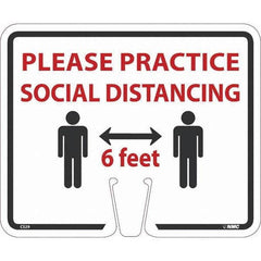 NMC - "Please Practice Social Distancing", 12-5/8" Wide x 10-3/8" High, Rigid Plastic Safety Sign - USA Tool & Supply