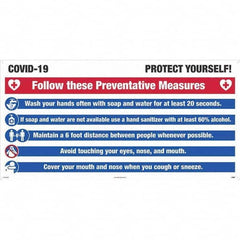 NMC - "COVID-19 - COVID-19 - PROTECT YOURSELF!", 48" Wide x 24" High, Aluminum Composite Panel Safety Sign - USA Tool & Supply