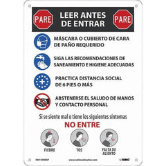 NMC - "COVID-19 - STOP - Read Before Entering", 10" Wide x 14" High, Rigid Plastic Safety Sign - USA Tool & Supply