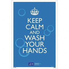 NMC - "COVID-19 - Keep Calm And Wash Your Hands", 12" Wide x 18" High, Paper Safety Sign - USA Tool & Supply