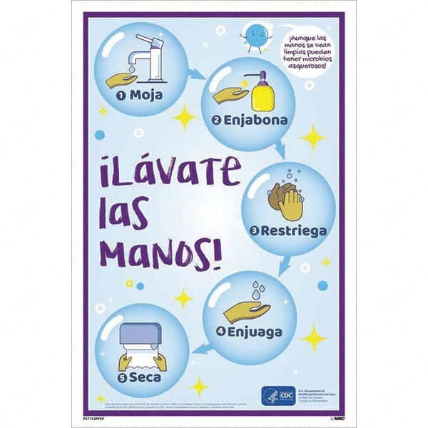 NMC - "COVID-19 - Il\xE1vate Las Manos!", 12" Wide x 18" High, Paper Safety Sign - USA Tool & Supply