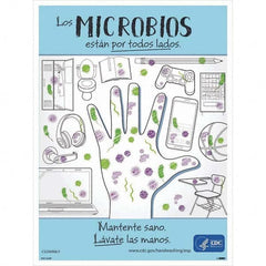 NMC - "COVID-19 - Los Microbios Est\xE1n Por Todos Lados", 18" Wide x 24" High, Paper Safety Sign - USA Tool & Supply